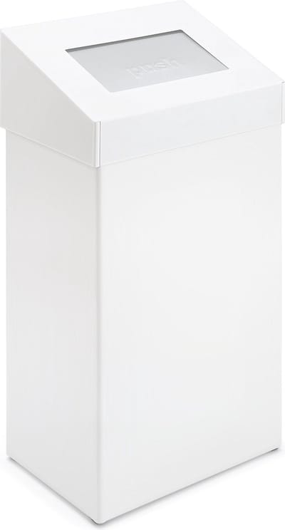 V-Part - Afvalbak met pushklep 50 liter - Powder Coated Aluminium Powder Coated - wit - Prullenbak