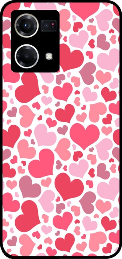 Smartphonica Telefoonhoesje Geschikt voor Oppo Reno 8 4G met Hartjes Print - Hearts Design TPU Backcover Case - Kinder Hoesje met Hartjes Design geschikt voor Oppo Reno8 4G