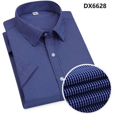 Geruit overhemd heren korte mouw strijkvrij zomer business casual heren top overhemd met elleboogmouwen XL gray