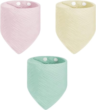Set van 3 Wasbare Baby Slabbetjes - Zachte Katoenen Bandana Slabbetjes voor Pasgeborenen, Absorberend en Comfortabel