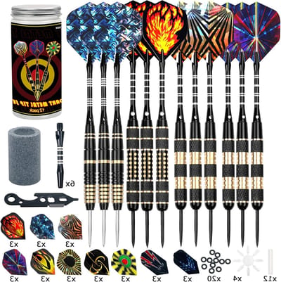 Professionele Dartset met 12 Stuks Dart Flights, Aluminium Schachten en Multifunctionele Accessoires voor Dartsport