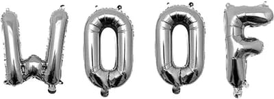 Folieballonnen set Woof zilver - hond - woof - folie - ballon - zilver - honden verjaardag - decoratie