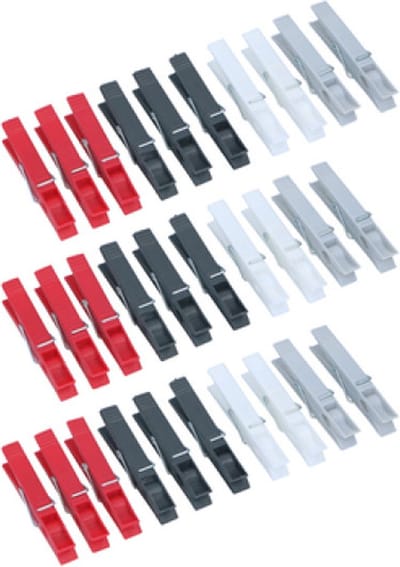 Dirt Devil Kunststof wasknijpers - 30x knijpers - Rood/zwart/wit/grijs - 7 cm - kunststof