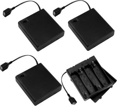 Allecto Plus - 4 stuks AA-batterijhouder met USB-aansluiting en schakelaar - 6V kunststof batterijhouderbehuizing - Geschikt voor RC-auto's.