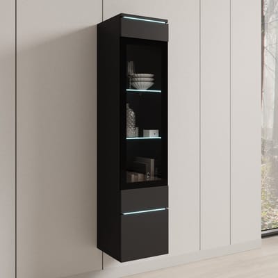 Meubella - Variety - Vitrinekast met LED - Zwart - 30x33x130
