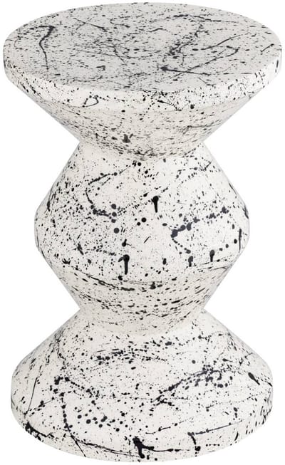 sweeek - Bijzettafel, nachtkastje van geëmailleerd staal, gevlekt motief ø33 x 47cm - zina