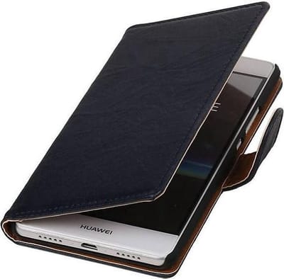 Washed Leer Bookstyle Wallet Case Hoesje - Geschikt voor Huawei Ascend G6 4G D.Blauw