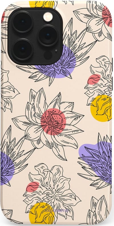 Casetastic Hoesje Geschikt voor Apple iPhone 14 Pro Max Magsafe - Stijlvolle Beschermende Duo-layer Case - Bloemenschets