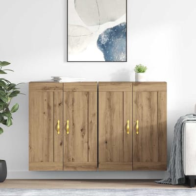 vidaXL - Wandkast - 2 - st - Artisan - Eiken - 69,5 - x - 34 - x - 90 - cm - Bewerkt - hout