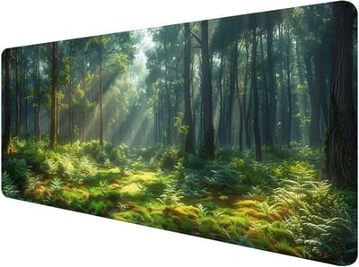 Gaming Muismat 800 x 300 mm – Forest Design met Niet-Slip Onderkant en Geperste Randen, XXL Muismat voor Bureau, Kantoor en Gaming