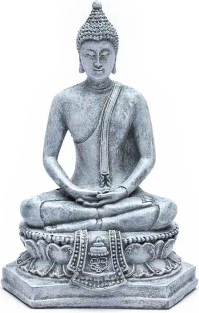Meditatie Boeddha Thailand grijs -  13-18cm - 417gr - Polyresin