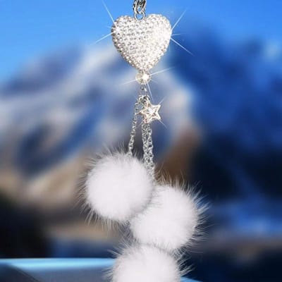 1 pièce Pendentif en Forme de Cœur Incrusté de Diamants Charme pour Rétroviseur de Voiture, Accessoire de Voiture pour Femmes, Décoration Auto one-size blanc