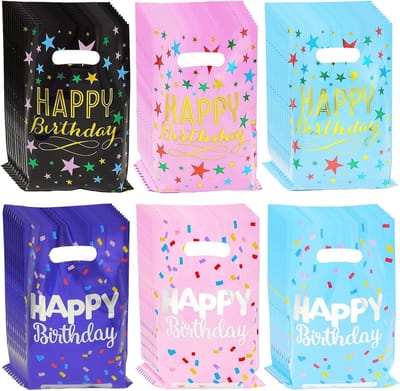 60 Stuks Kleurrijke Pentagram Party Favor Tassen, Kleine Plastic Cadeautassen met Handvatten voor Kinderen, Feestartikelen voor Verjaardagen en Bruiloften