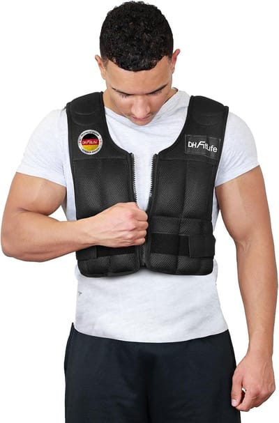 DH FitLife Verstelbaar gewichtsvest 10KG/20KG/30KG voor spieropbouw en krachttraining | verzwaarde vest | loopvest dames heren | fitness trainingsvest