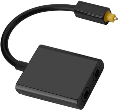 Vezelaudiokabelsplitter - Optische splitter - Audio Aansluiten - 1 naar 2 poorten - 15 cm - Zwart