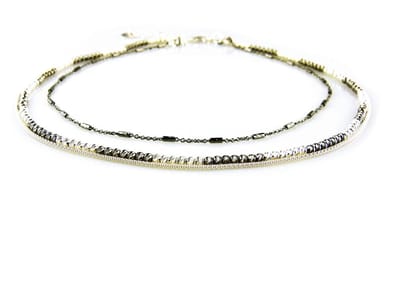 model Lauretta ketting in zilver en zilver antraciet 3 rijen