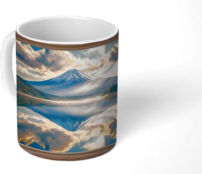 Mok - Koffiemok - Doorkijk - Landschap - Bergen - Uitzicht - Raam - Mokken - 350 ML - Beker - Koffiemokken - Theemok