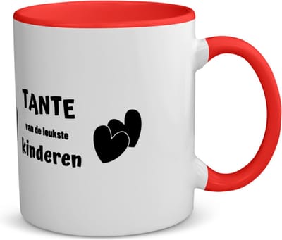Akyol - tante van de leukste kinderen koffiemok - theemok - rood - Tante - de leukste tante - verjaardag - cadeau voor tante - kado - geschenk - 350 ML inhoud