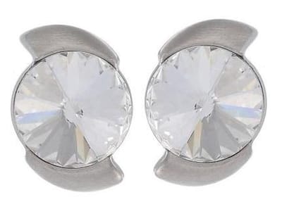 Behave - Oorbel steker mat zilverkleur kristal modern stijl 12mm
