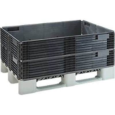 KIGA Kunststof stapelrek KIGAFRAME®, L 1200 × B 800 × H 200 mm, stapelbaar, PP/PE gerecyclede mix, zwart