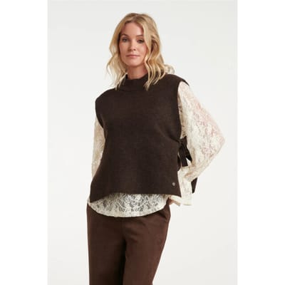 Smashed Lemon Mouwloze gebreide top met strikdetails |