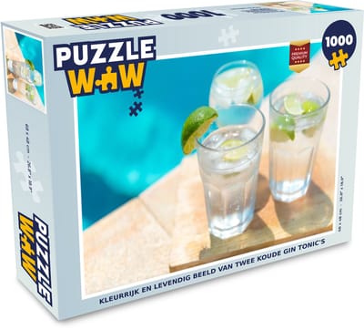 Puzzel Kleurrijk en levendig beeld van twee koude Gin Tonic's - Legpuzzel - Puzzel 1000 stukjes volwassenen
