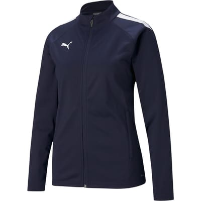 Puma Dames-trainingsjack met gestructureerde pasvorm en streepjesdetail uit de Liga-collectie (Peacoat/Wit)