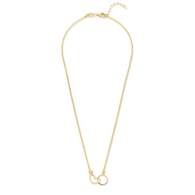 New Bling - 9NB-1406 - zilveren ketting met cirkel en hart - 925 sterling silver - gold plated