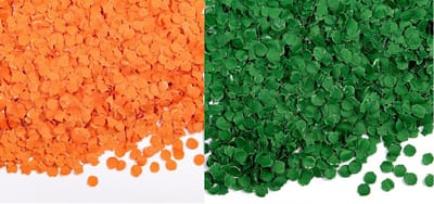 200 gram confetti rond 1cm oranje/groen - papier - Thema feest festival party verjaardag
