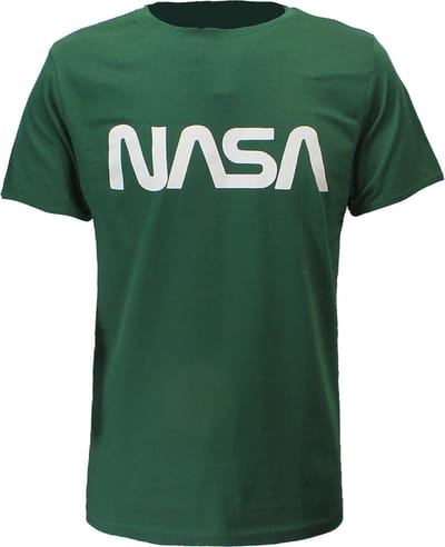 NASA T-Shirt Groen Wit Logo - Officiële Merchandise - S