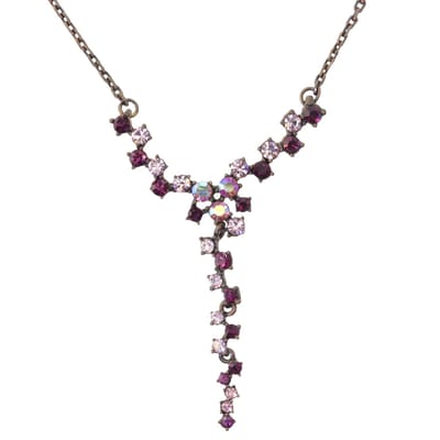 Behave - Ketting - Dames - Rosékleurig - Paarse Steentjes - 46 cm