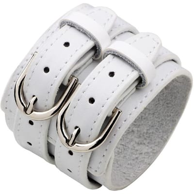 Modyle Nieuwe Mode Punk Vintage Brede Echte Leren Armband Voor Mannen Bruin Zwart Brede Leren Sieraden Pulsera Hombre white