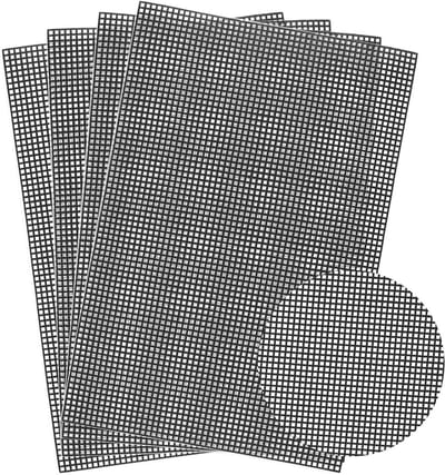 4 Stuks Plastic Mesh Canvas Vellen voor Borduren, Fursuit Ogen en Creatieve DIY Projecten, Geschikt voor Breien en Haken (Zwart, 30 x 20 cm)