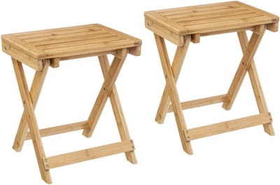 5Five bijzettafel opvouwbaar - 2x - bamboe hout - L39 x B33 x H44 cm