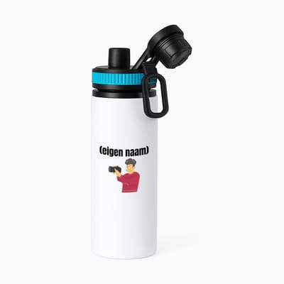 Hacebo® - fotograaf man grijs haar met eigen naam waterfles met draaidop blauw - Fotograaf - fotografen - leuk cadeau voor iemand die houd van foto's maken - cadeau - kado - water fles - 850ML