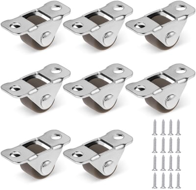 Dailygoods- Meubelwielen set van 8 - Robuuste stalen bovenplaat - Miniatuurwielen - Rubber wielen - Wieldiameter 12 mm - Hoogte 13 mm - Zwenkwielen