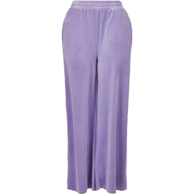 Urban Classics - High Waist Straight Velvet Dames joggingbroek - M - Paars
