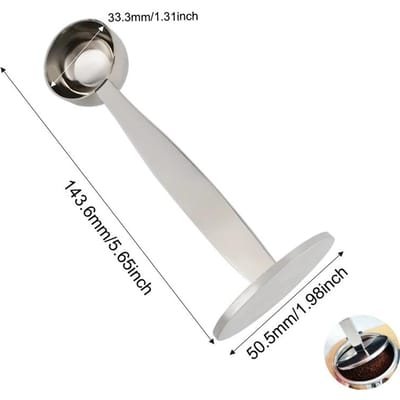 RVS Standaard Tamper Lepel Gereedschap 2 in 1 Koffieschepje Draagbaar Poeder Maatschepjes Koffielepels white