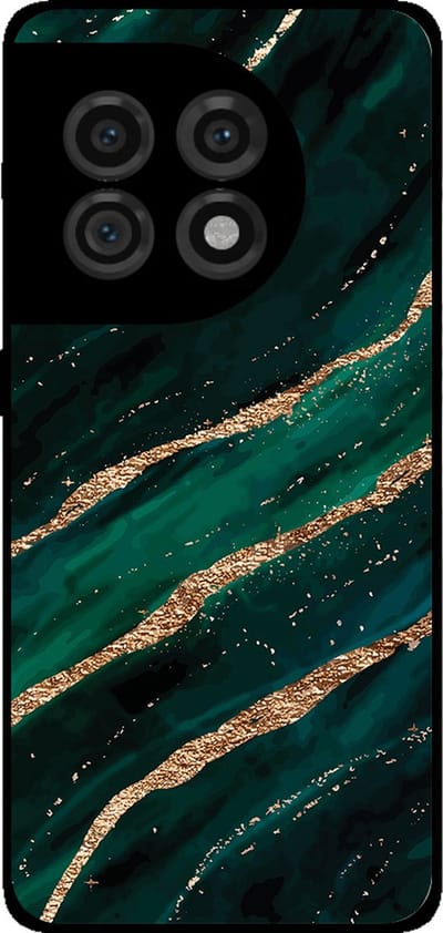 Smartphonica Telefoonhoesje Geschikt voor OnePlus 11 met marmer opdruk - TPU backcover case marble design - Groen Goud geschikt voor OnePlus 11