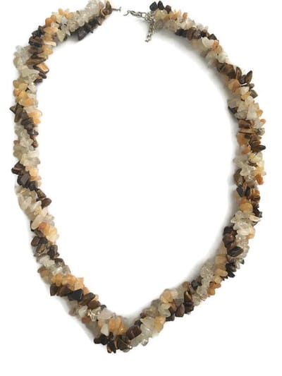 Petra's Sieradenwereld - Ketting natuursteen bruin wit 60 cm