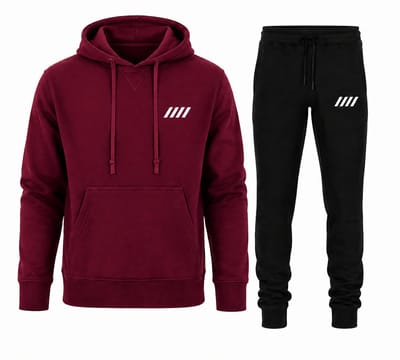 Trainingspak Heren – Hoodie met Capuchon & Sportbroek – Katoen – Joggingpak Heren - Rood - XS