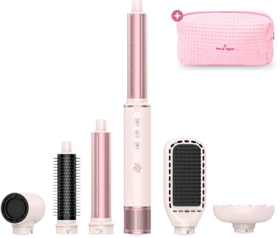 Ace & Taylor AirStyler Pro Ceramiq 6-in-1 – Föhnborstel, Krultang, Stijltang & Thermal Brush – Ionentechnologie – Roze (MS230)