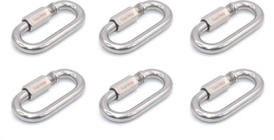 Cosensi- Carabiner Clip Vergrendeling - Karabijnhaak RVS - Sleutelhanger - Quick Link - 6 Stuks - Duurzaam en Roestbestendig