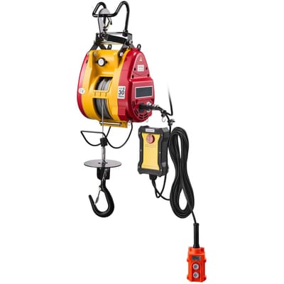 Treuil Treuil Électrique 2-en-1, Capacité 300 kg, Treuil de Levage Portable 1500W, Hauteur de Levage 30 m, 18,9 m/min avec Télécommande Filaire et Sans Fil