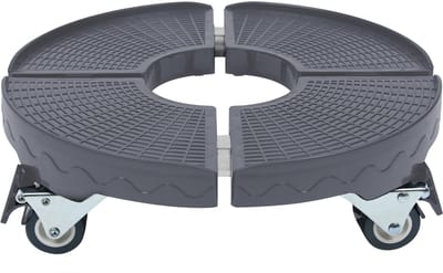 NAIZY Plantenroller Rond 39-52cm Verstelbare rolplank Planten buiten Laadvermogen 300 kg Bloemenroller Plantenroller met 360° draaibare wielen Plantenpot Plantenschaal met wielen, Grijs