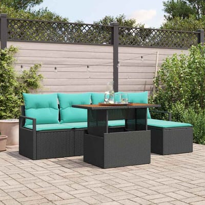 vidaXL - Tuinbank - Set - 6 - st - Zwart - en - Teal