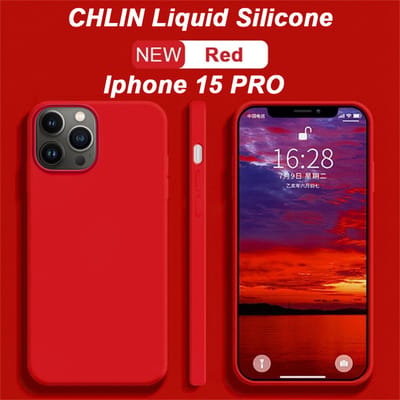 CL CHLIN Siliconen Hoesje voor iPhone 15 Pro – Rood – Zachte Binnenvoering – Verhoogde Randen