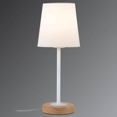 LED-tafellamp Stellan E27 max. 20W Wit, Hout Textiel, Metaal, Hout