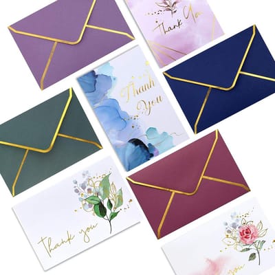 Luxe Bedankkaart Set met Enveloppen (36 Stuks) - Goudfolie - Voor Bruiloft, Feest & Bedrijven