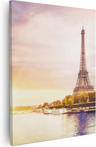 Artaza Canvas Schilderij Eiffeltoren - 40x50 cm - Wanddecoratie Skyline - Muurdecoratie Frankrijk - Kamer Accessoires